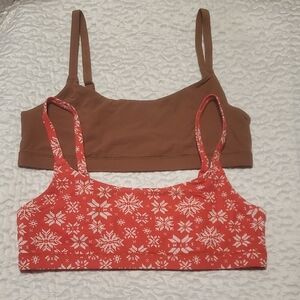 2/Skims Fits Everybody Scoop Bralettes,NWOT,Red/snowflake Holiday Print  Medium